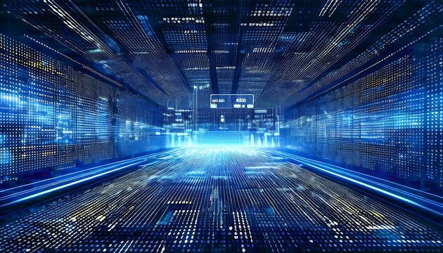 High-tech background in shades of blue, fast computer communication