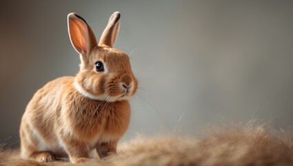Obraz premium A cute rabbit with glossy fur in shades of rich gold