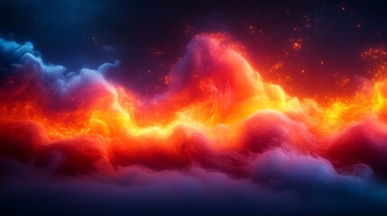 Fototapeta premium Surreal glowing clouds in a fiery palette
