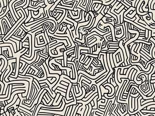 Fototapeta premium hand-drawn thick lines creating an intricate and chaotic abstract maze 