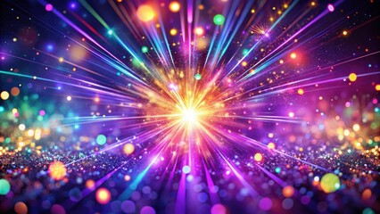 Obraz premium A dazzling burst of light and color radiates outward from a central point, creating a vibrant and dynamic backdrop for a celebration or event.