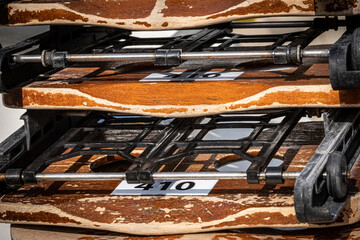saddles stored with their trolley