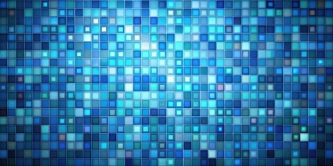 A mesmerizing grid of blue squares, each radiating a unique shade of light, creating an illusion of depth and movement.