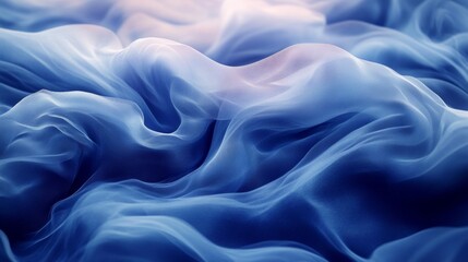 Obraz premium Abstract flowing blue fabric illuminated by soft light