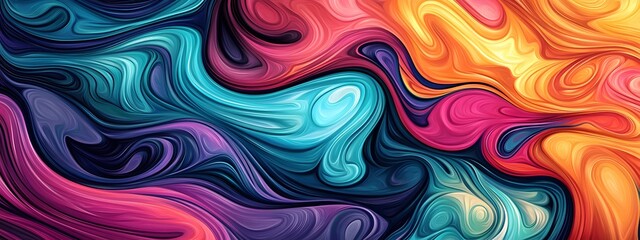 Obraz premium A psychedelic background of swirling colors and patterns, reminiscent of the colorful abstract art style