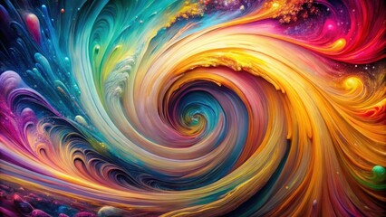 Fototapeta premium Abstract Swirling Symphony of Color and Form, A Cosmic Dance of Vivid Hues and Dynamic Patterns