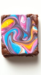 Obraz premium A Vibrant Rainbow Brownie, A Colorful Culinary Masterpiece, A Sweet Treat