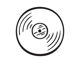 Vinyl gramophone record doodle hand drawn icon. Vinyl gramophone record single element for design, symbol, music. Clipart drawing 