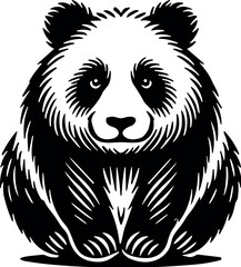 Panda vector black silhouette cricut design for T-shirt

