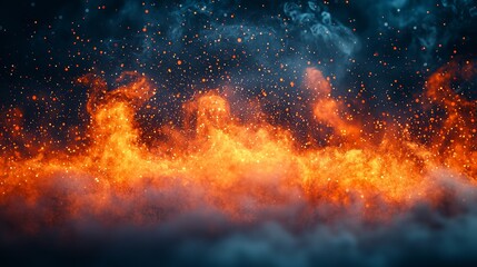 Fiery explosion of clouds in a dramatic sky