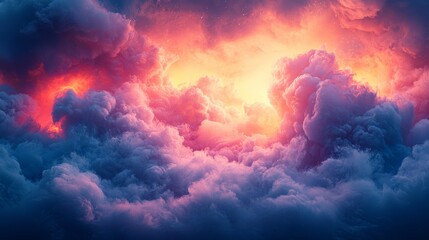 Dramatic pink and purple clouds at sunrise