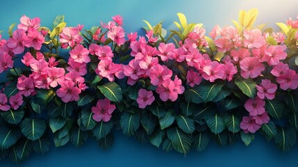 Fototapeta premium Lush blooming pink flowers in a vibrant garden