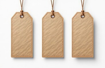 Three Blank Kraft Tags Mockup 