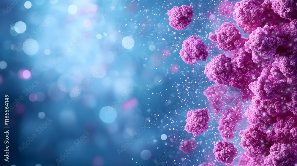 Aufkleber colorful abstract representation of microscopic organisms with a blurred blue background