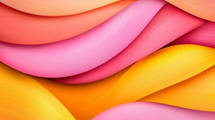 Vibrant Abstract Waves in Warm Tones of Pink, Orange and Yellow for Creative Projects