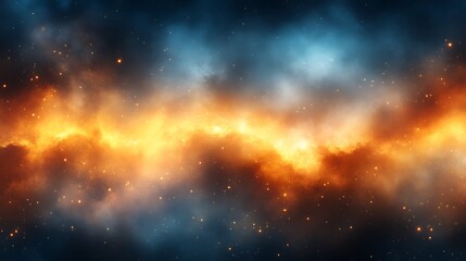 Fototapeta premium Celestial Nebula fiery orange and blue cosmic dust
