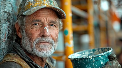 Closeup Portrait of a Painter, Realistic Image