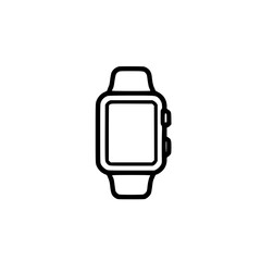 Smartwatch icon.  A simple line drawing of a modern digital wristwatch, showcasing its sleek design and user-friendly interface. Perfect for app design, technology articles, and more.