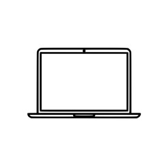 Simple line drawing of a laptop computer, ideal for technology, website, or app designs. Clean and minimalist aesthetic.