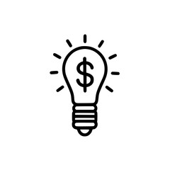 Bright idea for financial success!  A lightbulb graphic with a dollar sign inside symbolizes innovative money-making solutions, smart investments, and financial breakthroughs.
