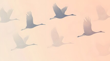 Obraz premium Graceful Crane Silhouettes
