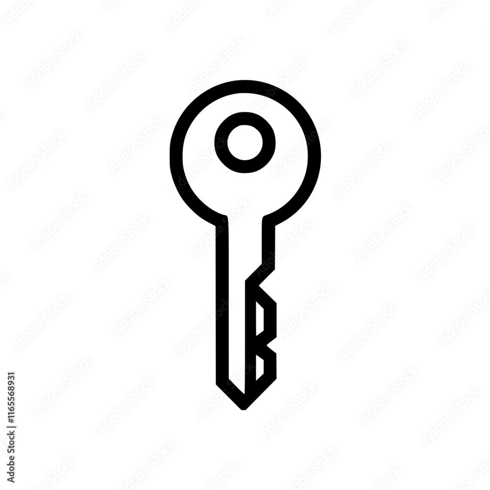 Poster a simple line drawing of a key, perfect for representing access, security, or unlocking potential. t