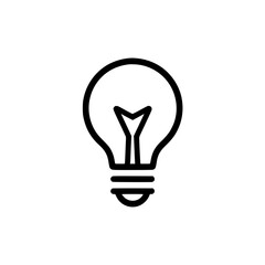 Simple line art illustration of a light bulb, symbolizing ideas, innovation, and solutions. Perfect for websites, presentations, or any project needing a creative spark.