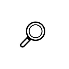 Magnifying glass icon.  Simple, clean design. Perfect for website interfaces, apps, or presentations needing a search or zoom element. Versatile and easily scalable.