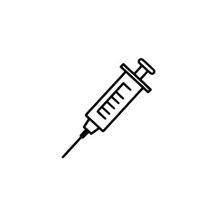 Medical syringe illustration.  Simple line drawing of a hypodermic needle for healthcare or medical purposes.  A clean and minimalist design, perfect for various applications.
