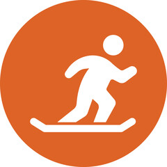 Snowboarding glyph circle icon