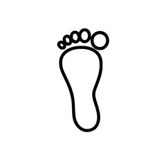 Simple line drawing of a single footprint, possibly representing a person's foot or a generic foot shape. Suitable for various applications.