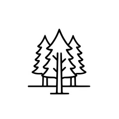Fototapeta premium Simple line art illustration of three evergreen trees. A minimalist design perfect for nature-themed projects, logos, or websites. Clean lines and a classic representation of forest scenery.