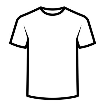 Simple outline drawing of a classic t-shirt, perfect for design templates or apparel illustrations.  A clean, minimalist representation of a basic garment.
