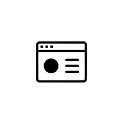 Obraz premium Simple website interface icon. Clean design featuring a circle, list, and browser window. Perfect for app design, web development, and UI/UX projects. Versatile and easily adaptable.