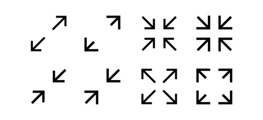 Fullscreen vector Icon with Arrows. Expand Maximize and minimize signs for Screen