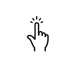 Obraz premium Simple hand cursor icon, index finger pointing upwards, indicating clicking, selection, or interaction. Perfect for websites, apps, and digital interfaces.