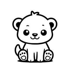 Fototapeta premium Adorable cartoon cub sitting, perfect for children's books, illustrations, or designs needing a cute, friendly animal character.