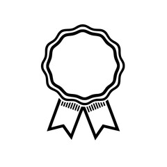 Award badge icon.  A blank circular badge with a ribbon, perfect for recognition, achievement, or competition. Ideal for websites, apps, and presentations needing a simple award graphic.