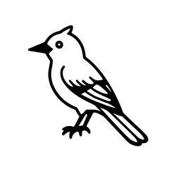 A simple line drawing of a bird, perched and facing to the left.  The illustration is clean and minimalist, perfect for various design projects.
