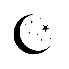 Obraz premium Crescent moon and stars. Simple, elegant design, perfect for representing dreams, sleep, night, or celestial themes. Ideal for websites, apps, or print materials.