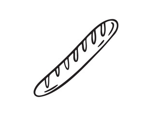 French baguette hand drawn outline doodle icon. Bread loaf vector isolated sketch illustration
