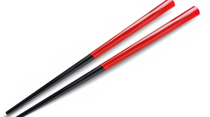 Simple pair of chopsticks placed gracefully on clean white background. Elegant utensils for dining, essential in Asian cuisine traditions. Traditional tool for picking up food items like rice