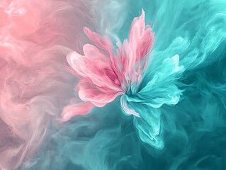 Obraz premium fluid art with shades of teal and pink swirling in dynamic fluid patterns 