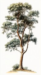 Majestic Tree Illustration: A Detailed Botanical Drawing of a Tree in Nature