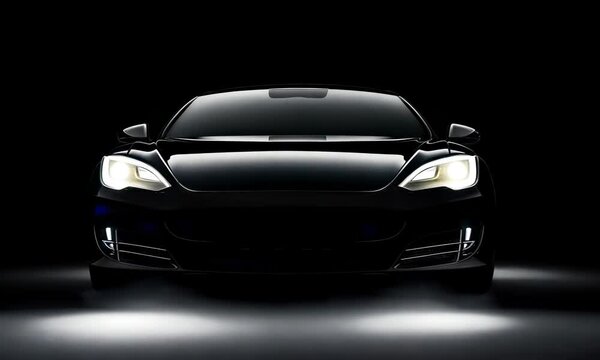 Minimalist Black Wallpaper with Car Headlights