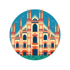 Obraz premium Travel Italy Icon with Milan Cathedral in Flat