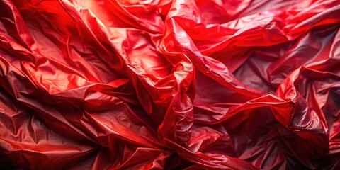 Abstract Texture of Wrinkled Red Fabric with Dramatic Lighting and Shadow Play