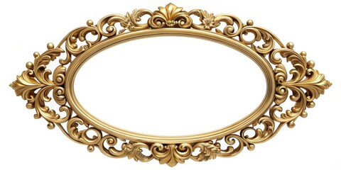 Ornate Golden Oval Frame with Intricate Floral Details