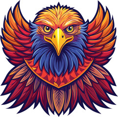 Fototapeta premium hand drawn bald eagle spreading the wings illustration