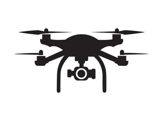 Drone icon, drone quadcopter with action camera, Photo and video drone icon. Drone silhouette icon, Vector drones icon symbol design